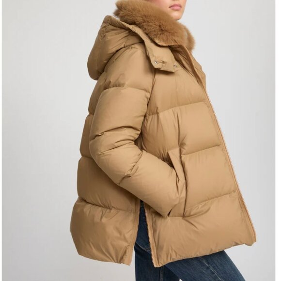 Yves Salomon A Line Down Jacket w/Fox Fur Hood Puffer Jacket NWT - Picture 4 of 14